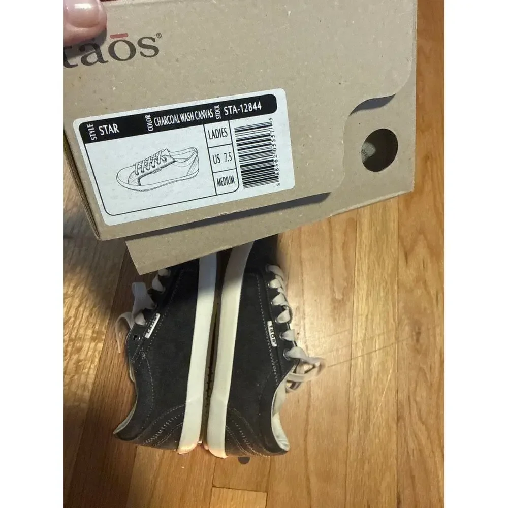 Taos Star Charcoal Wash Canvas Sneakers Womens Sz 7.5 M Comfort Shoes Box